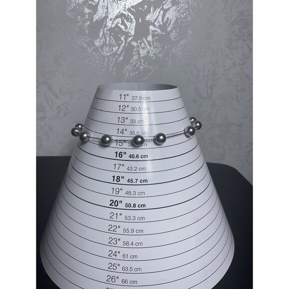 YouSi Grey Pearl Beaded Necklace With Adjustable Chain & Lobster Clasp - Picture 2 of 6